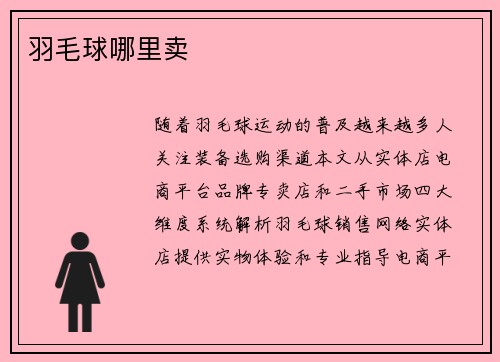 羽毛球哪里卖
